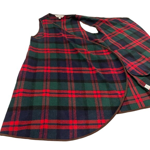 Davi & Dani Plaid Wrap Cardigan Womens Red Green Blue Open Front Sleeveless Sz S - Picture 14 of 14